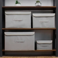 Ящик для хранения с крышкой MY HOME TH-07, светло-серый, 380х250х250 мм