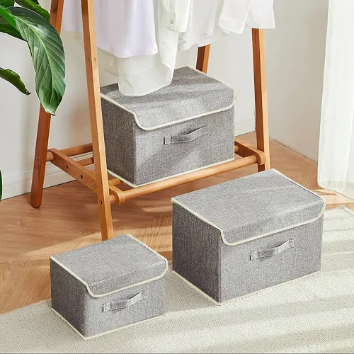 Ящик для хранения с крышкой MY HOME TH-07, светло-серый, 380х250х250 мм