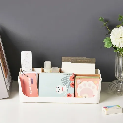 Органайзер для дрібниць MVM MY HOME Scandinavia білий/дерево 260х120х85 мм