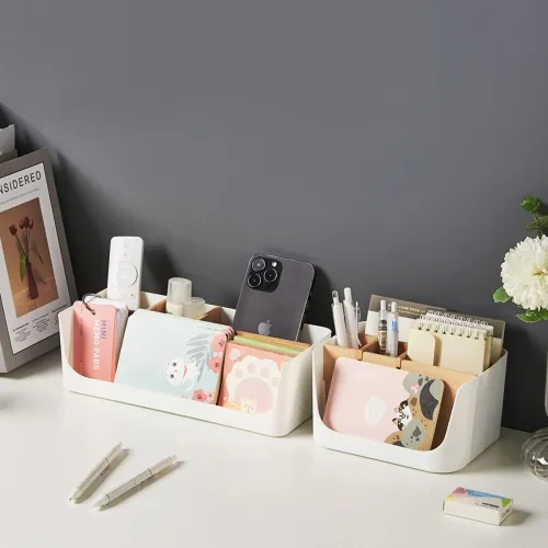 Органайзер для дрібниць MVM MY HOME Scandinavia білий/дерево 260х120х85 мм