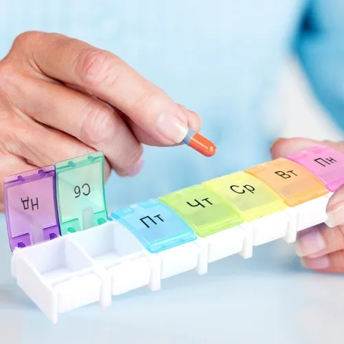 Кольоровий органайзер для пігулок на 7 днів, прямокутна пігулка з поліпропілену, 223х52х28 мм