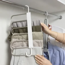Вішалка-органайзер МВМ MY HOME на 6 гачків, білий/сірий, 315х275х135 мм, ABS та PS пластик, нержавіюча сталь