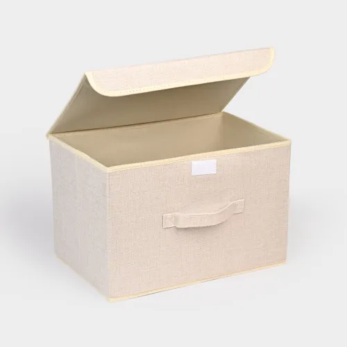 Ящик для зберігання з кришкою MY HOME TH-07, 380х250х250 мм, кремовий