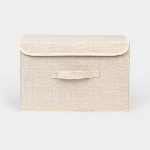 Ящик для зберігання з кришкою MY HOME TH-07, 380х250х250 мм, кремовий