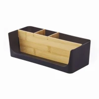 Органайзер для дрібниць MVM MY HOME Scandinavia чорний/дерево 260х120х85 мм