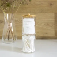 Органайзер подвійний для ватних дисків та паличок МВМ MY HOME, 72х181 мм, прозорий/дерево