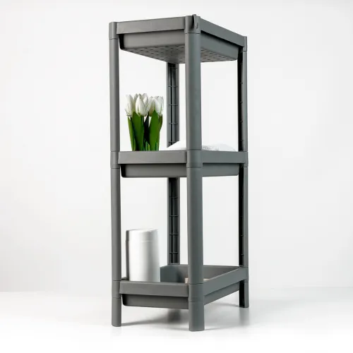 Етажерка 3-х ярусна сірого кольору з ABS пластику, 700х230х360 мм