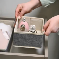 Ящик для хранения МВМ MY HOME 150х150х100 мм светло-серый текстильный органайзер