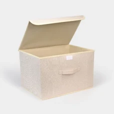 Ящик для зберігання з кришкою МВМ MY HOME TH-07 кремовий 440х290х280 мм
