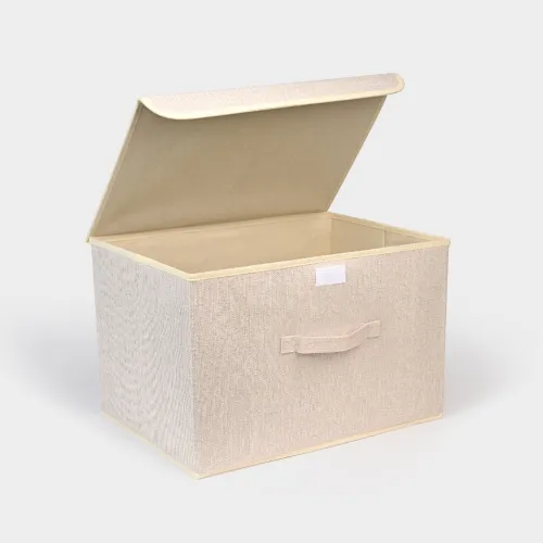 Ящик для хранения с крышкой МВМ MY HOME TH-07 кремовый 440х290х280 мм