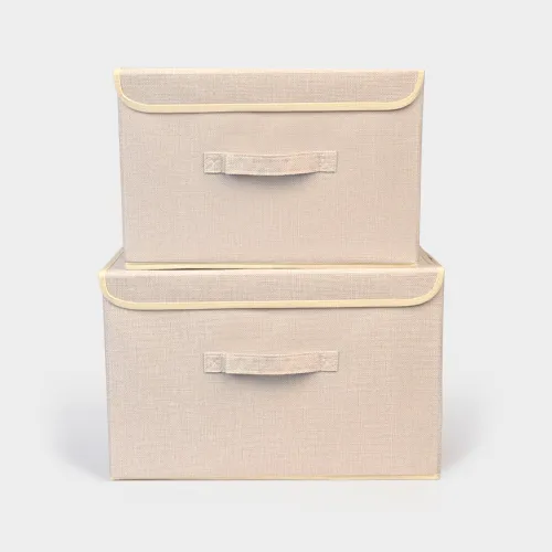 Ящик для хранения с крышкой МВМ MY HOME TH-07 кремовый 440х290х280 мм