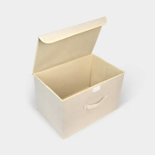 Ящик для хранения с крышкой МВМ MY HOME TH-07 кремовый 440х290х280 мм