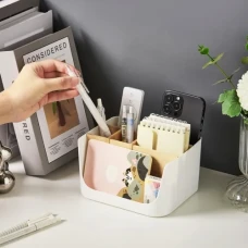 Органайзер для дрібниць МВМ MY HOME Scandinavia білий/дерево 170х135х95 мм