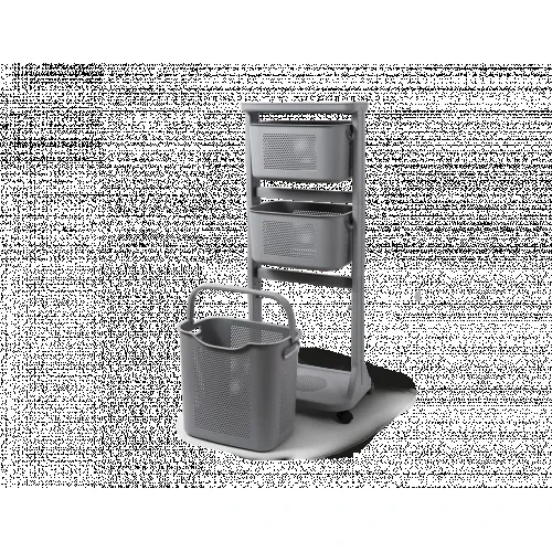 Етажерка 3-х ярусна з корзинами на колесах, сірий, 435х335х1150 мм, поліпропілен