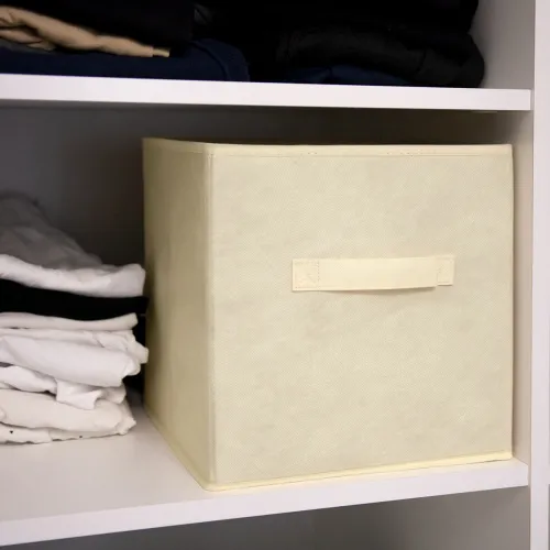 Текстильный ящик для хранения МВМ MY HOME TH-08 бежевый 280х280х280 мм квадратный