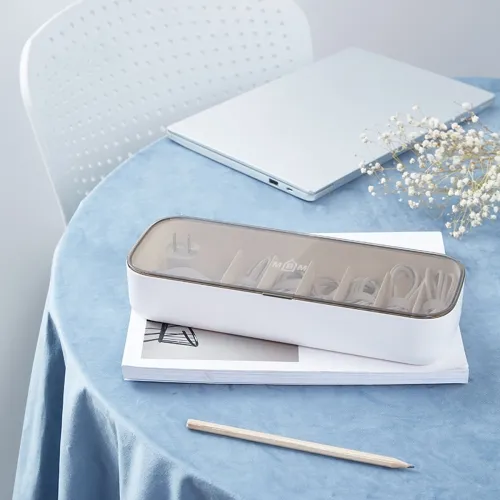 Органайзер для дрібниць МВМ MY HOME на 7 секцій, 124х56х300мм, білий/сірий, полістирол