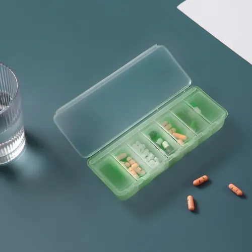Органайзер для таблеток МВМ MY HOME на 7 відділень, прозорий/зелений, 158х62х27 мм