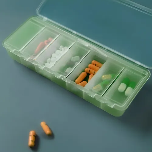 Органайзер для таблеток МВМ MY HOME на 7 відділень, прозорий/зелений, 158х62х27 мм