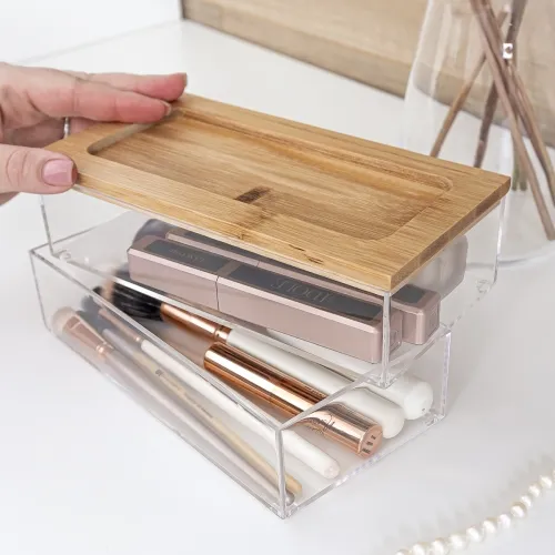 Органайзер для дрібниць МВМ MY HOME, 192х98х100мм, прозорий/дерево