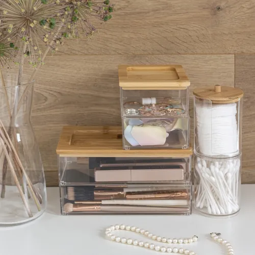 Органайзер для дрібниць МВМ MY HOME, 192х98х100мм, прозорий/дерево