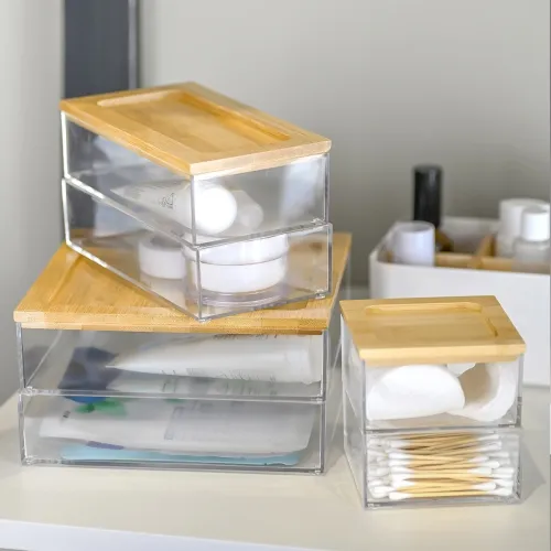 Органайзер для дрібниць МВМ MY HOME, 192х98х100мм, прозорий/дерево