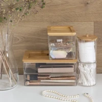 Органайзер для дрібниць МВМ MY HOME 98х98х100мм прозорий/дерево