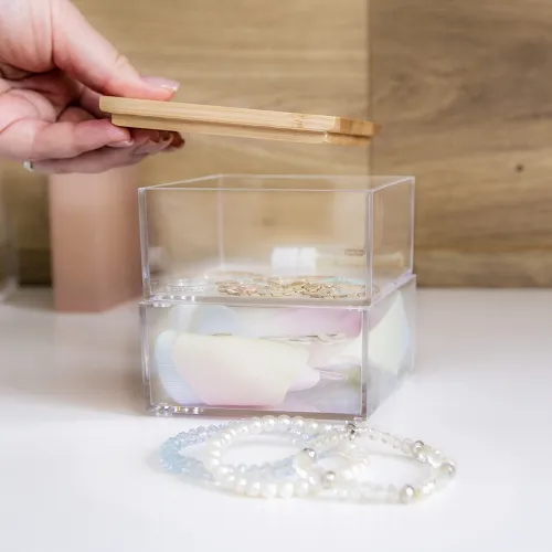 Органайзер для дрібниць МВМ MY HOME 98х98х100мм прозорий/дерево