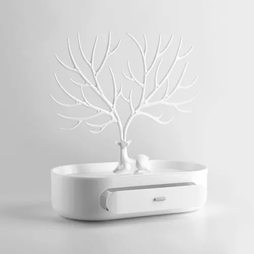 Органайзер для прикрас МВМ MY HOME з ящиком та декором у вигляді оленя, білий, ABS пластик