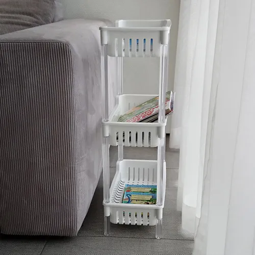 Етажерка 3-х ярусна біла для ванної, кухні та зберігання, 640х195х410 мм, ПП