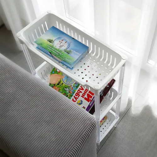 Етажерка 3-х ярусна біла для ванної, кухні та зберігання, 640х195х410 мм, ПП