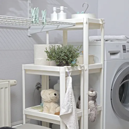 Етажерка 4-х ярусна біла з ABS пластику, 1010х230х360 мм