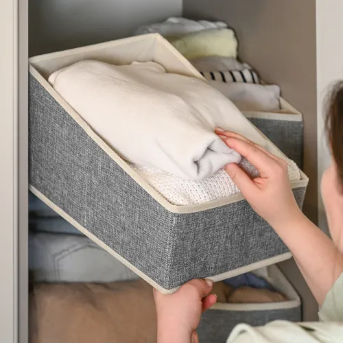 Текстильна скринька для зберігання МВМ MY HOME TH-08, світло-сірий, 280х280х280 мм