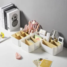 Органайзер для дрібниць МВМ MY HOME, білий/дерево, 265х128х80 мм, поліпропілен, бамбук