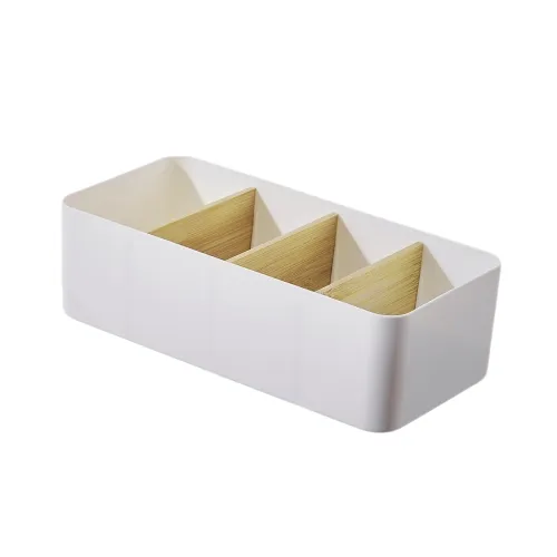 Органайзер для дрібниць МВМ MY HOME, білий/дерево, 265х128х80 мм, поліпропілен, бамбук