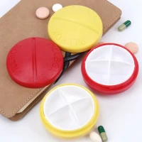 Органайзер для таблеток на 4 відділення круглої форми, червоний, 65х30 мм, пластиковий