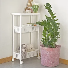 Етажерка 3-х ярусна на колесах біла, 750х215х470 мм, поліпропілен