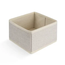Ящик для хранения МВМ MY HOME 150х150х100мм кремовый текстильный органайзер