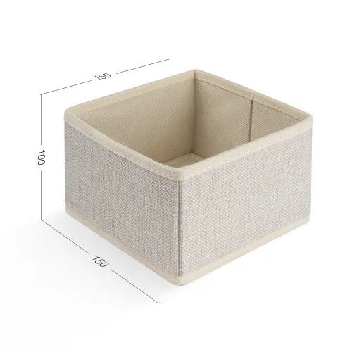 Ящик для хранения МВМ MY HOME 150х150х100мм кремовый текстильный органайзер