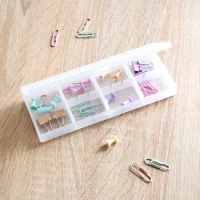 Прозорий органайзер для дрібниць на 8 відділень, пігулка, прямокутна, 168х65х20 мм, ПП