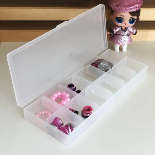 Прозорий органайзер для дрібниць на 8 відділень, пігулка, прямокутна, 168х65х20 мм, ПП