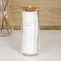 Органайзер для ватних дисків МВМ MY HOME 70х176 мм, прозорий/дерево