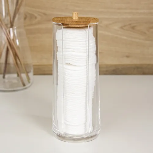 Органайзер для ватних дисків МВМ MY HOME 70х176 мм, прозорий/дерево