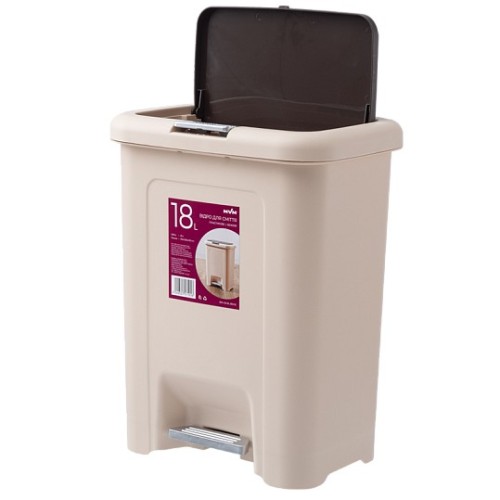 Відро для сміття з кришкою і педаллю BIN-03 18L бежеве - BIN-03 18L BEIGE