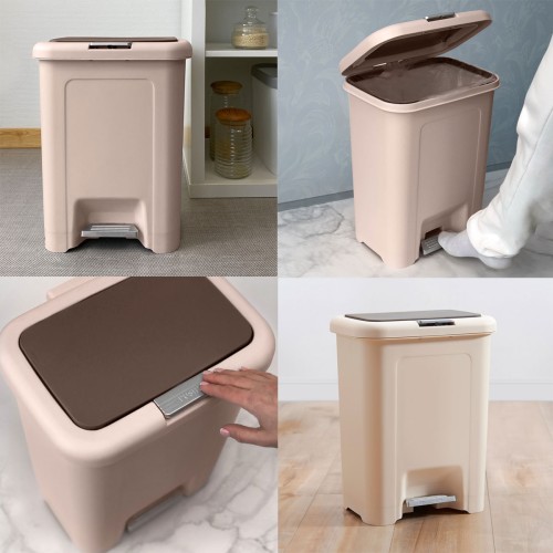 Відро для сміття з кришкою і педаллю BIN-03 18L бежеве - BIN-03 18L BEIGE