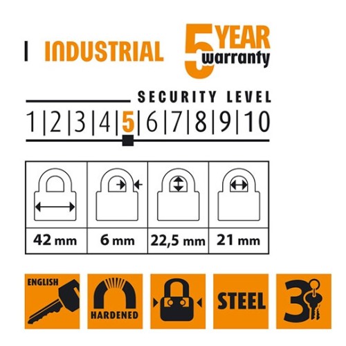 Замок навісний ламінована сталь, 40мм HR-LS-40E - HR-LS-40E