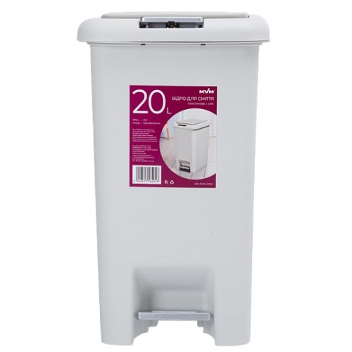 Відро для сміття з кришкою і педаллю BIN-01 20L сіре - BIN-01 20L GRAY