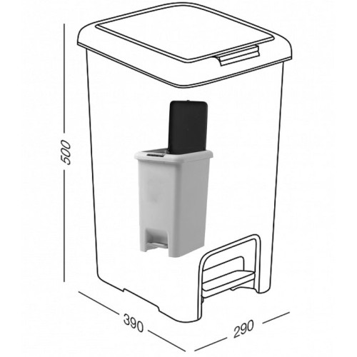 Відро для сміття з кришкою і педаллю BIN-01 30L сіре - BIN-01 30L GRAY