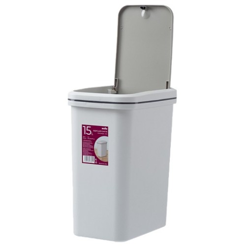 Відро для сміття з кришкою BIN-04 15L сіре - BIN-04 15L GRAY