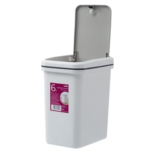 Відро для сміття з кришкою BIN-04 6L сіре - BIN-04 6L GRAY