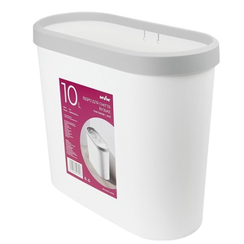 Відро для сміття вузьке BIN-08 10L біле - BIN-08 10L WHITE